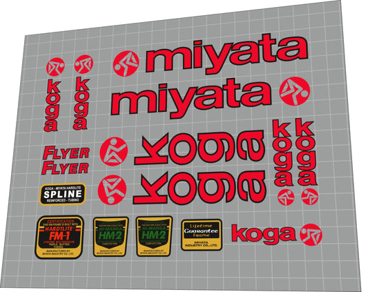 1993 Koga Miyata Flyer Red Frame Decal Set