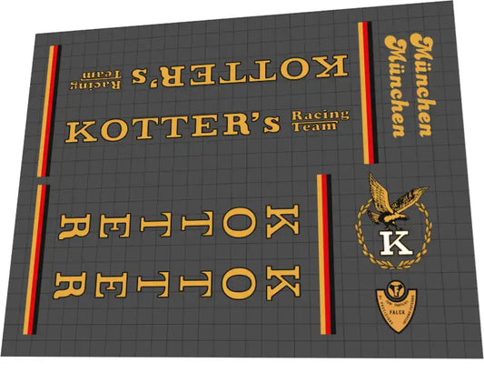 1980s Kotter München Gold Frame Decal Set