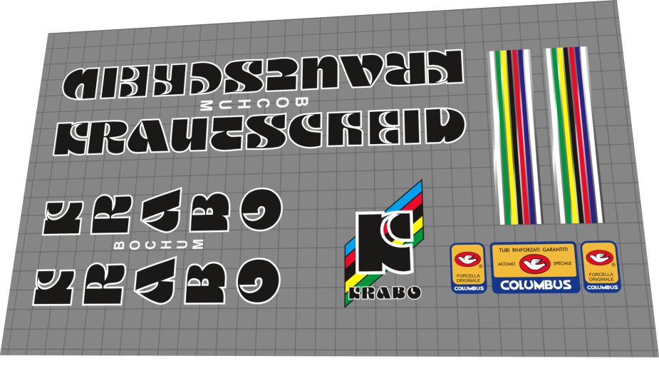 1980s Krabo Black White Contour Frame Decal Set