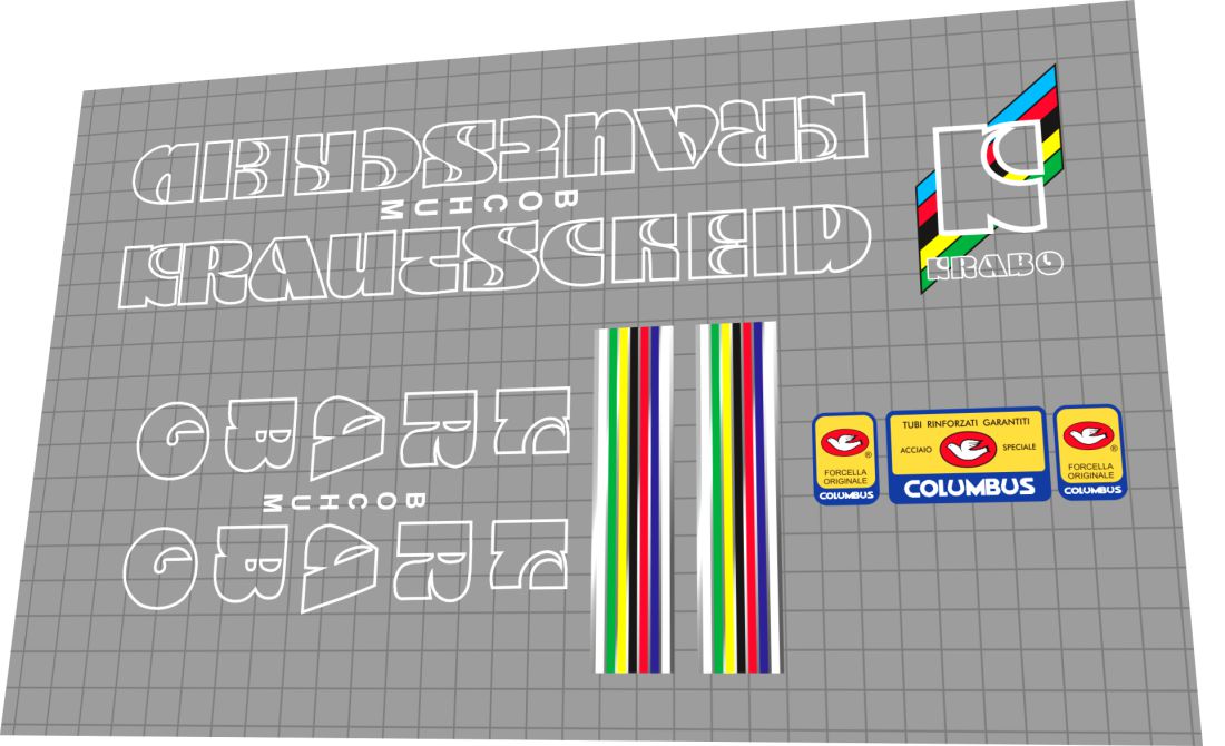 1980s Krabo White Contour Frame Decal Set