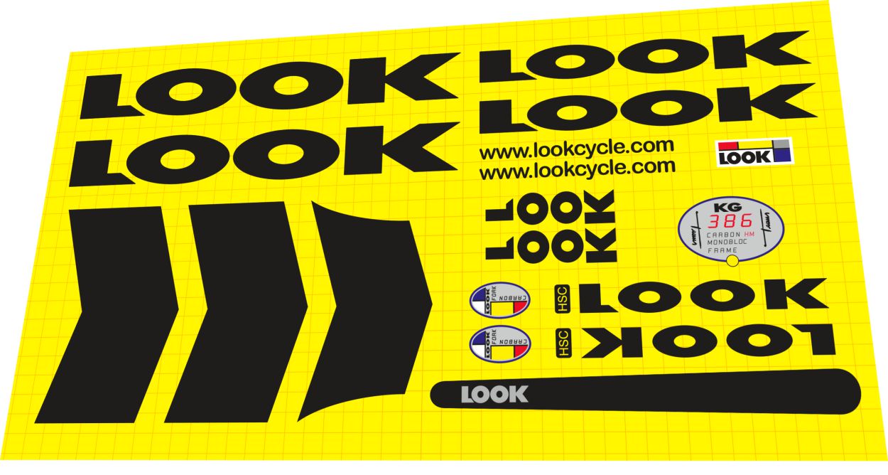 2001 Look KG 386 Black Fork Frame Decal Set