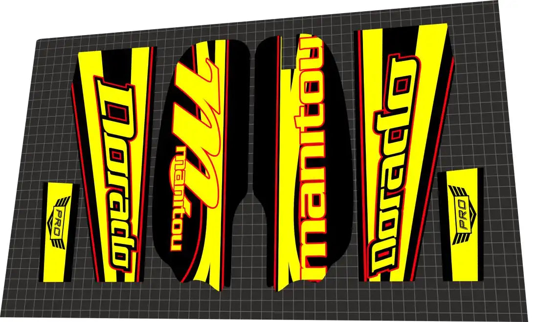 2010 Manitou Dorado Pro Neon Yellow Red Fork Decal Set