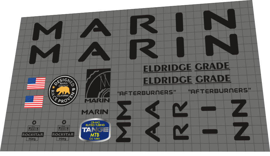 1992 Marin Eldridge Grade Black Frame Decal Set
