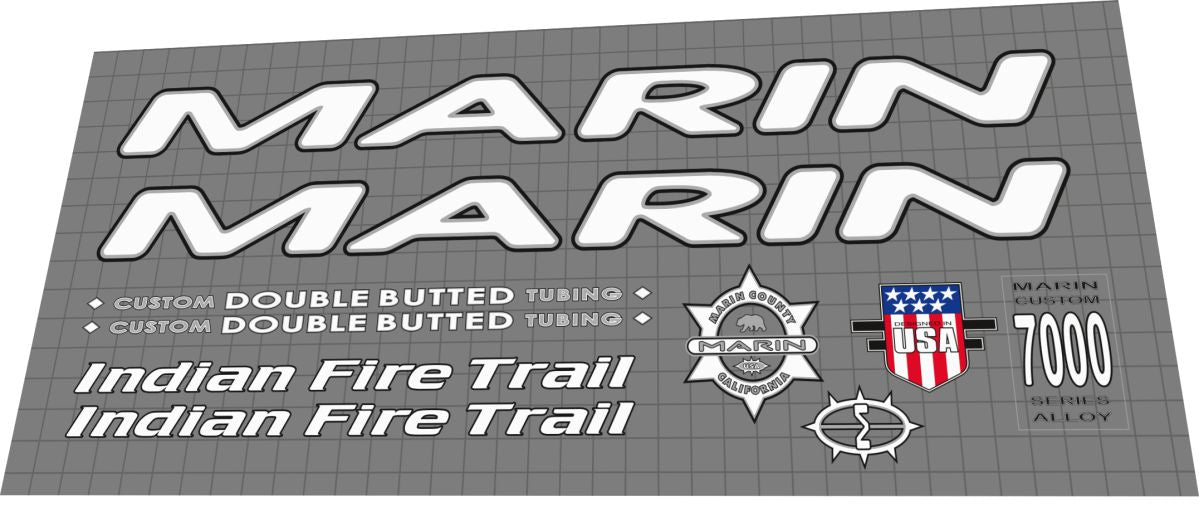 1997 Marin Indian Fire Trail Gray Frame Decal Set