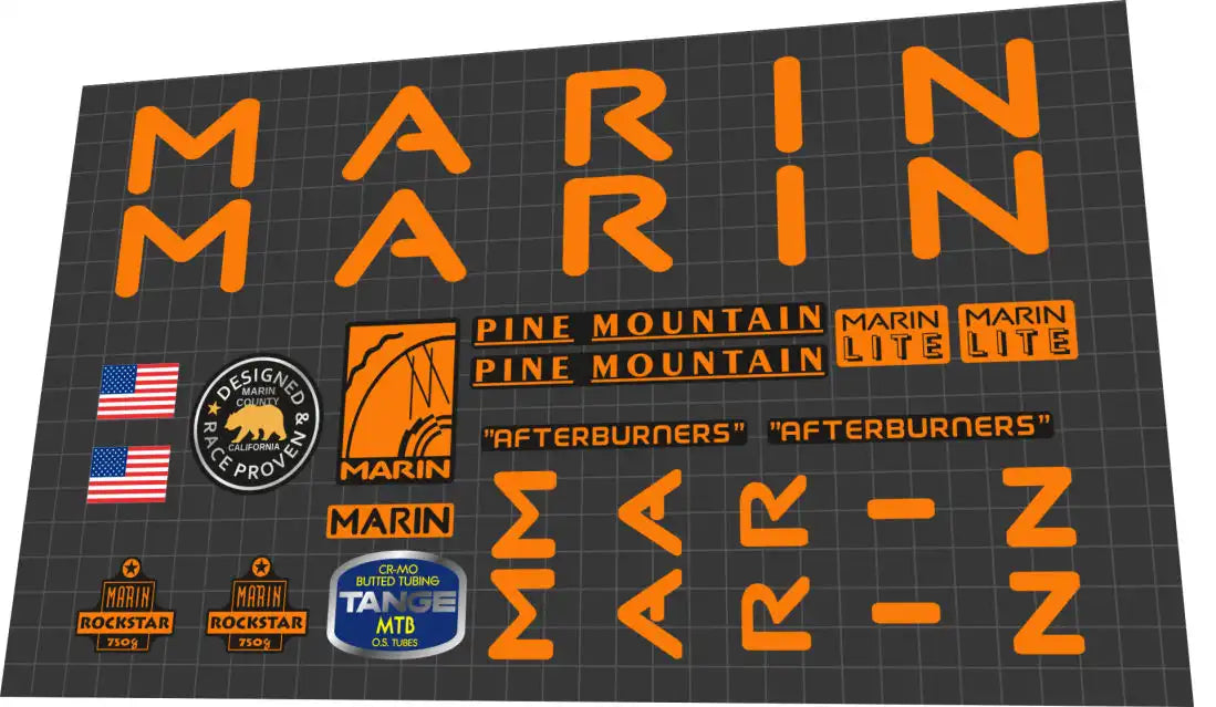 Marin Pine Mountain Orange Frame Decal Set