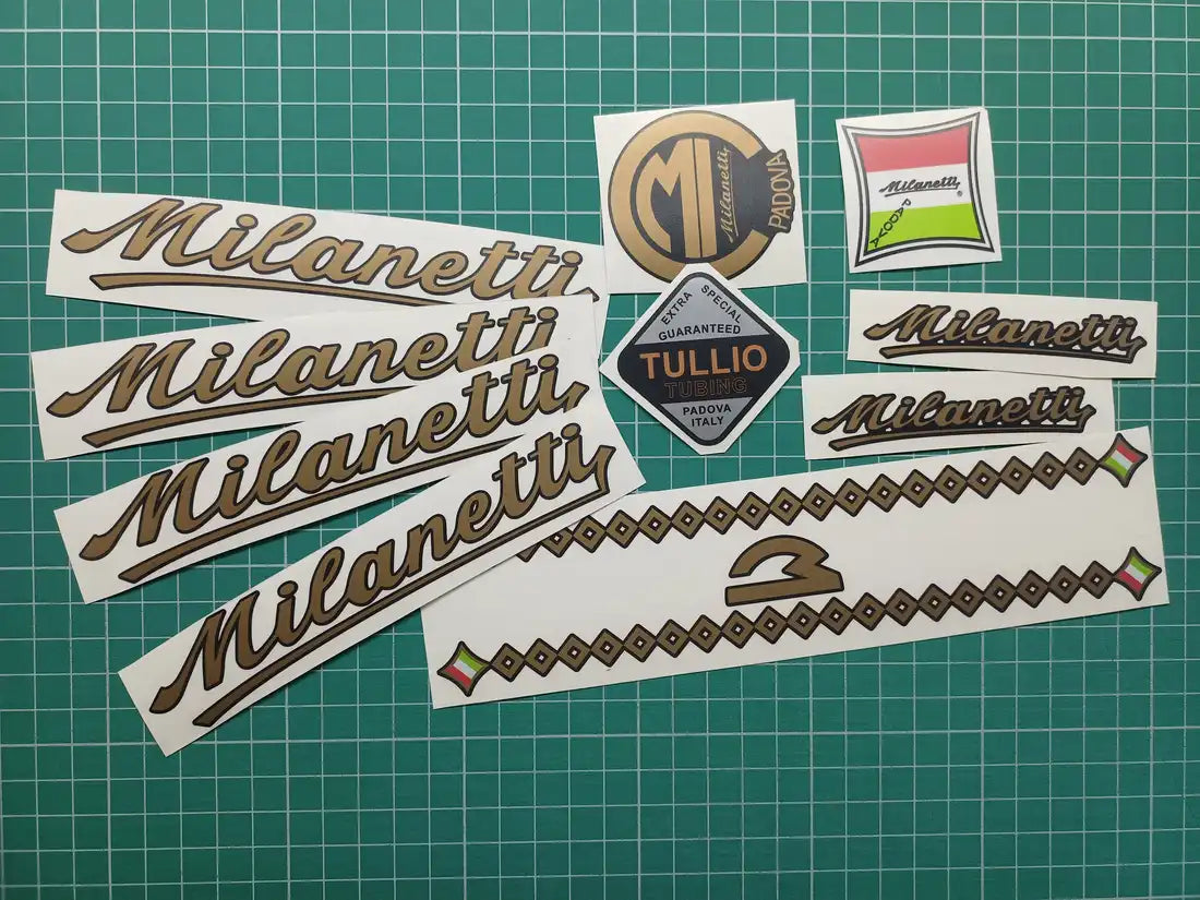 1980s Milanetti Gold-Black Contour Frame Decal Set