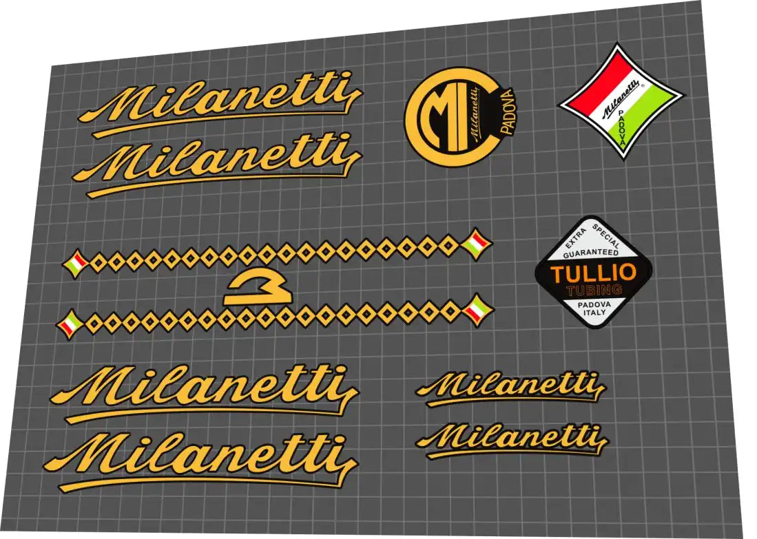 1980s Milanetti Gold-Black Contour Frame Decal Set