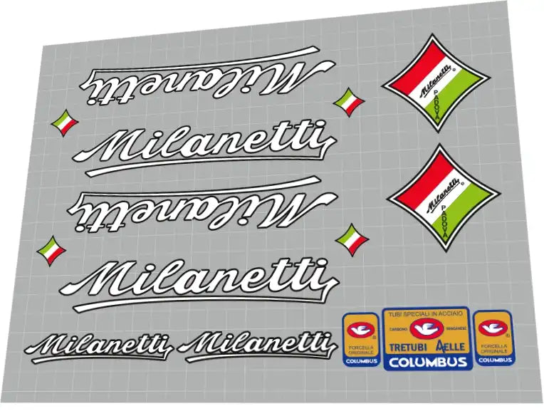 1980s Milanetti White Frame Decal Set