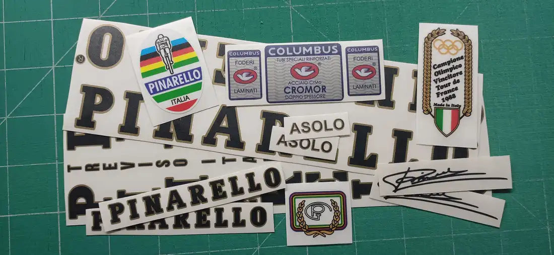 1988 Pinarello Asolo Black-Gold Frame Decal Set