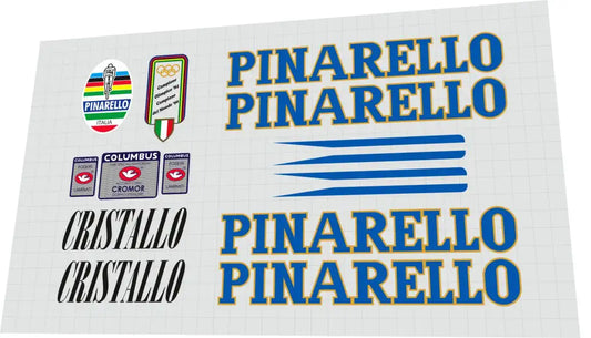 1990 Pinarello Cristallo Blue-Gold Frame Decal Set