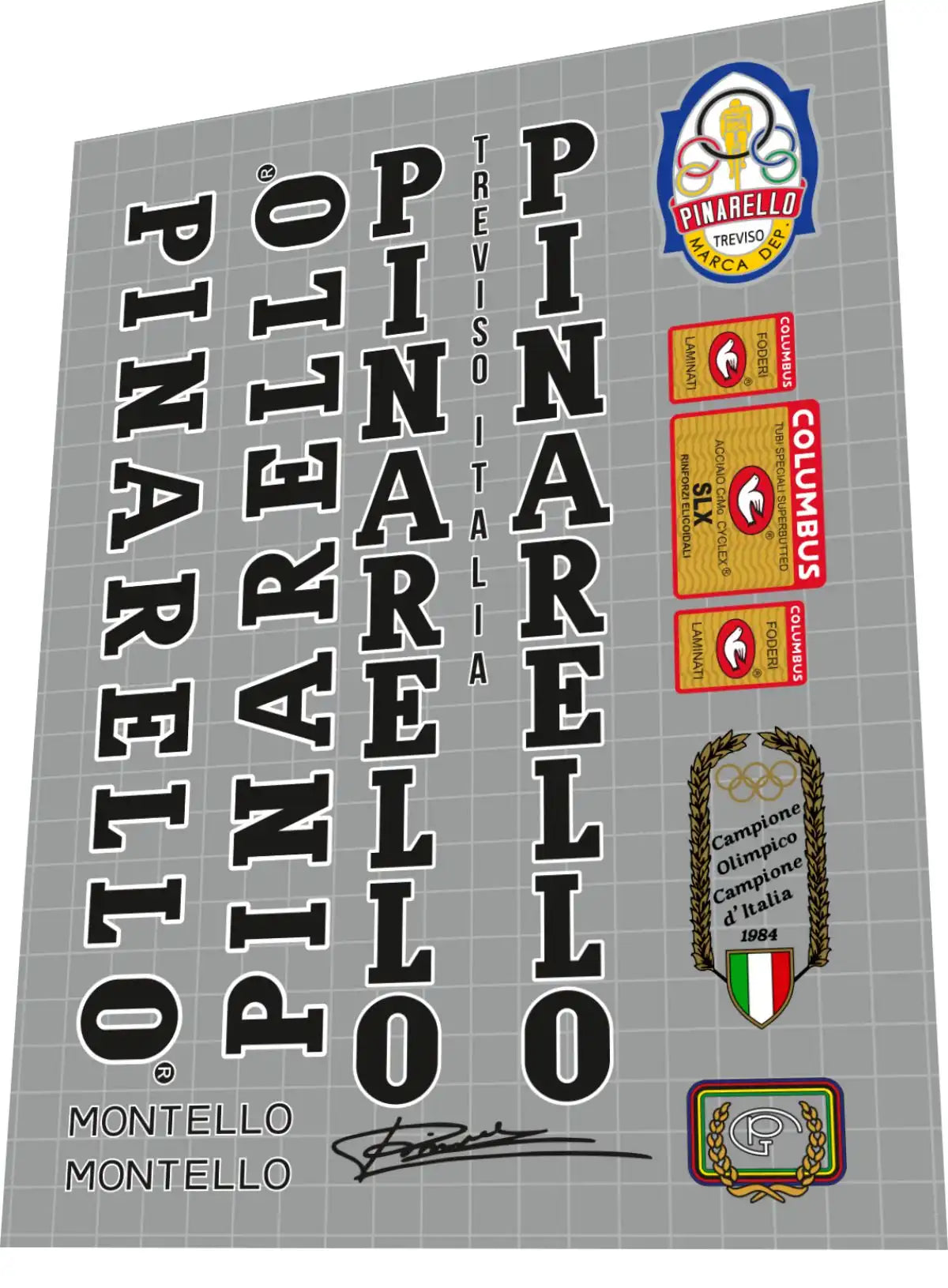 1991 Pinarello Montello Black-White Frame Decal Set