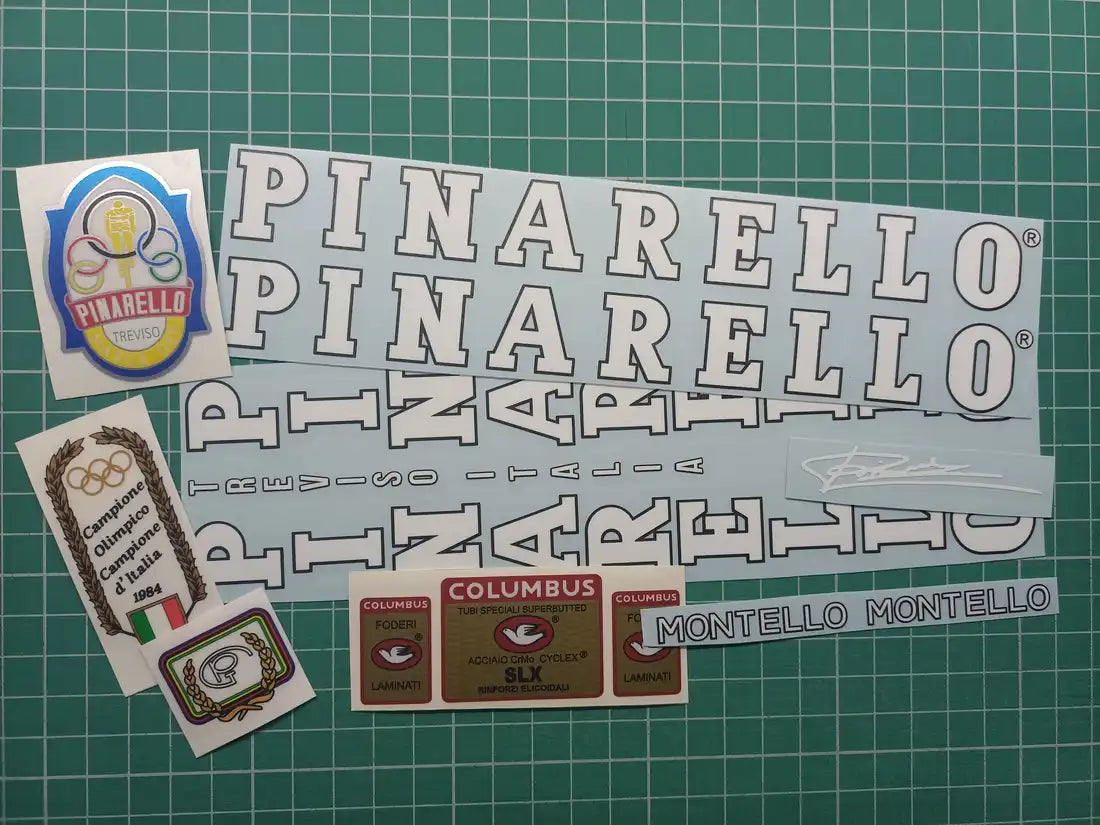 1991 Pinarello Montello White-Black Frame Decal Set