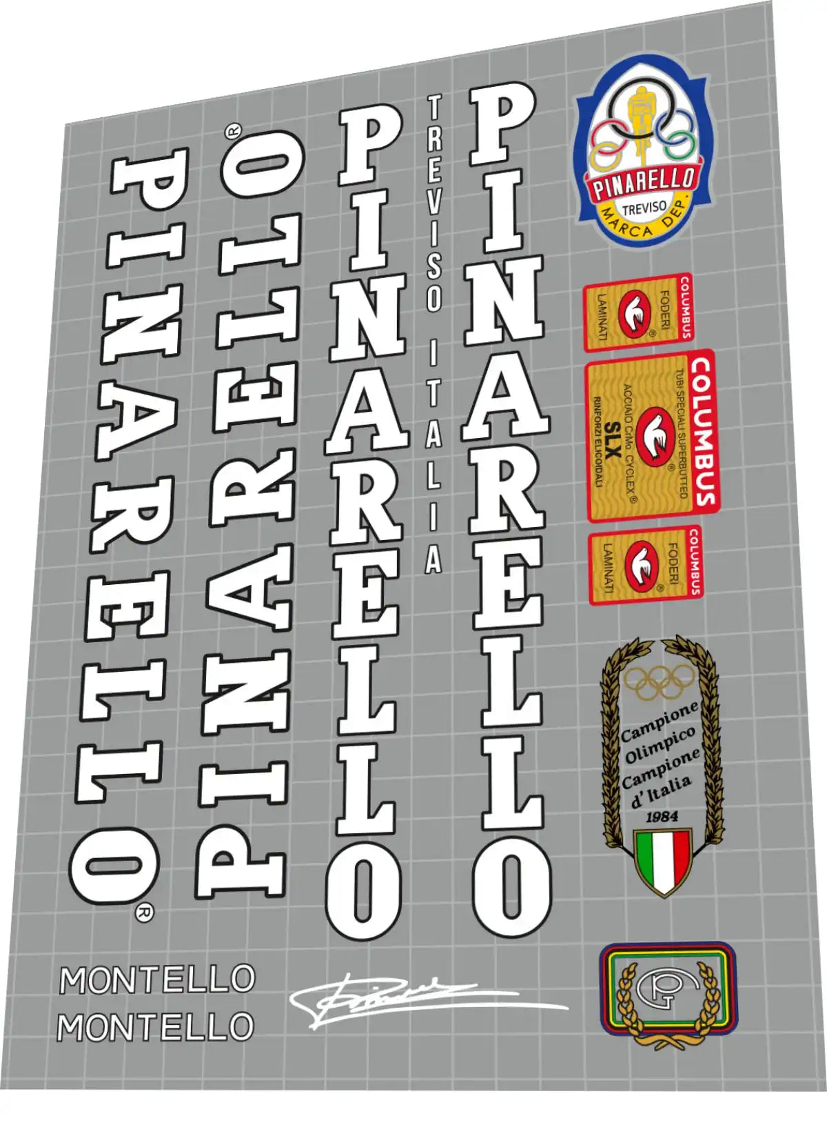 1991 Pinarello Montello White-Black Frame Decal Set
