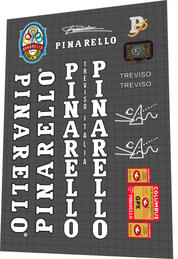 1992 Pinarello Treviso White-Black Frame Decal Set with Columbus GPX