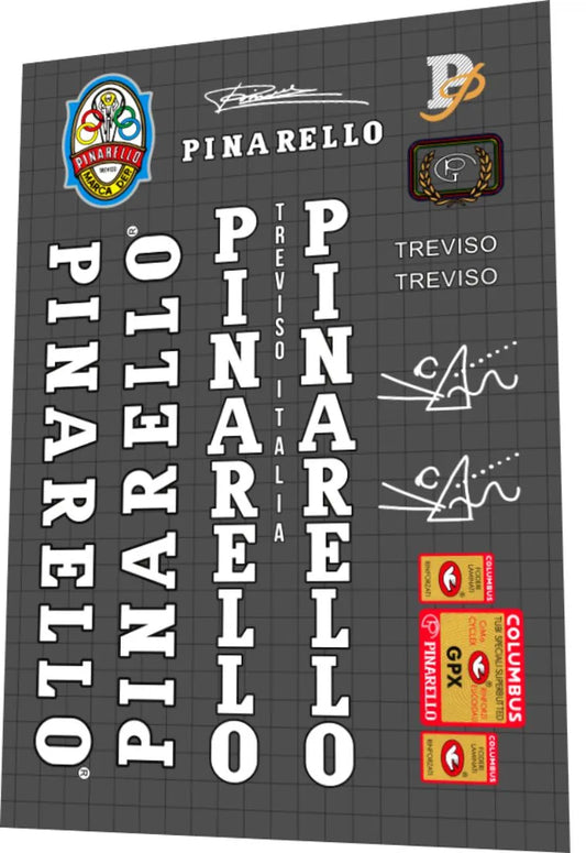 1992 Pinarello Treviso White-Black Frame Decal Set with Columbus GPX