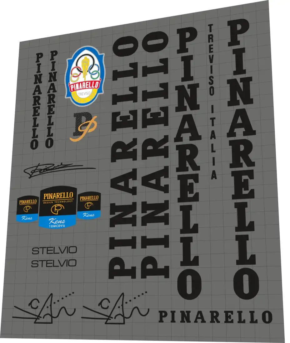 1994 Pinarello Stelvio Kens Black Frame Decal Set