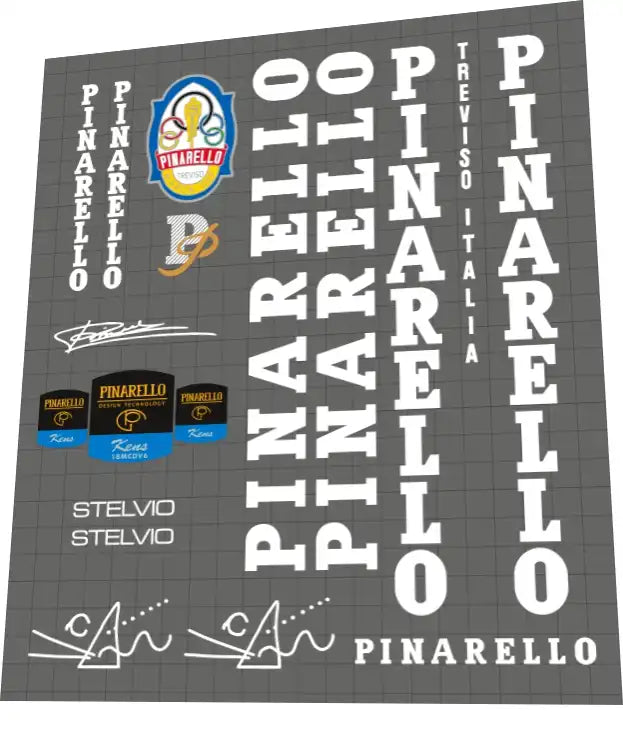 1994 Pinarello Stelvio Kens White Frame Decal Set