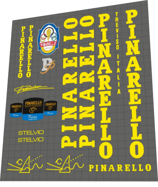 1994 Pinarello Stelvio Kens Yellow Frame Decal Set