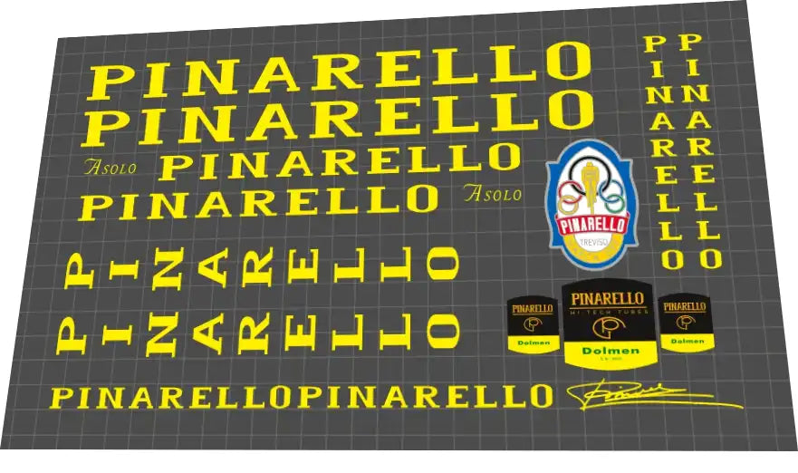 1996 Pinarello Asolo Dolmen Yellow Frame Decal Set
