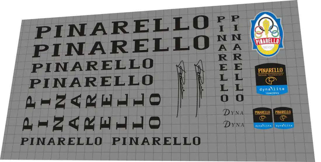 1996 Pinarello Dyna Lite Black Frame Decal Set