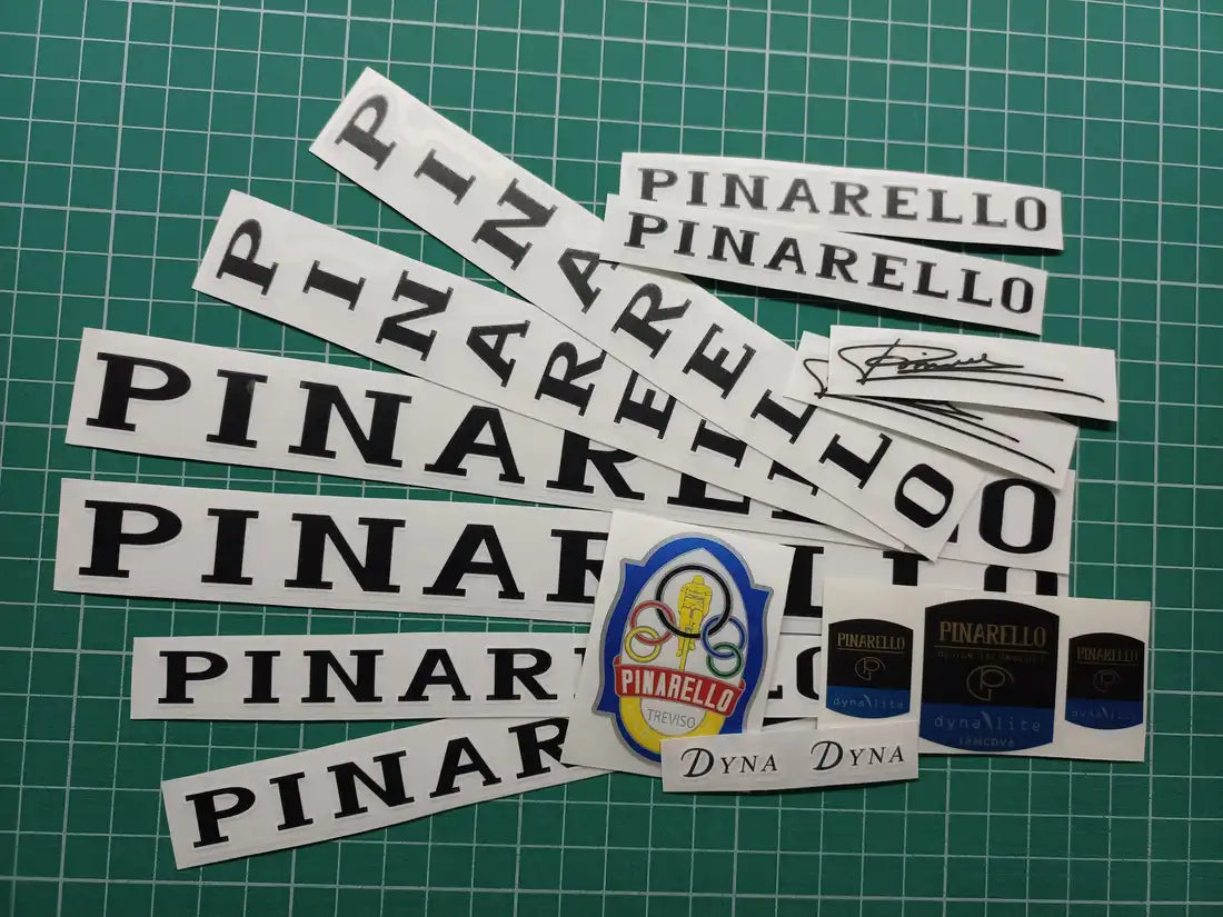 1996 Pinarello Dyna Lite Black-White Frame Decal Set