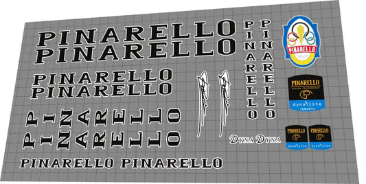 1996 Pinarello Dyna Lite Black-White Frame Decal Set