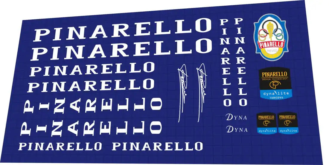 1996 Pinarello Dyna Lite White Frame Decal Set