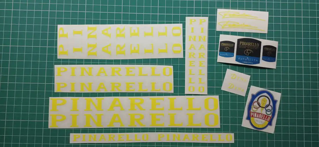1996 Pinarello Dyna Lite Yellow Frame Decal Set