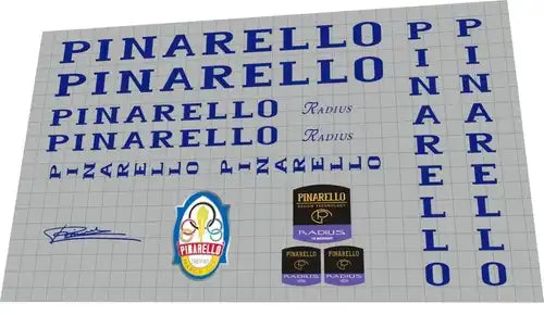 1996 Pinarello Radius Blue Frame Decal Set