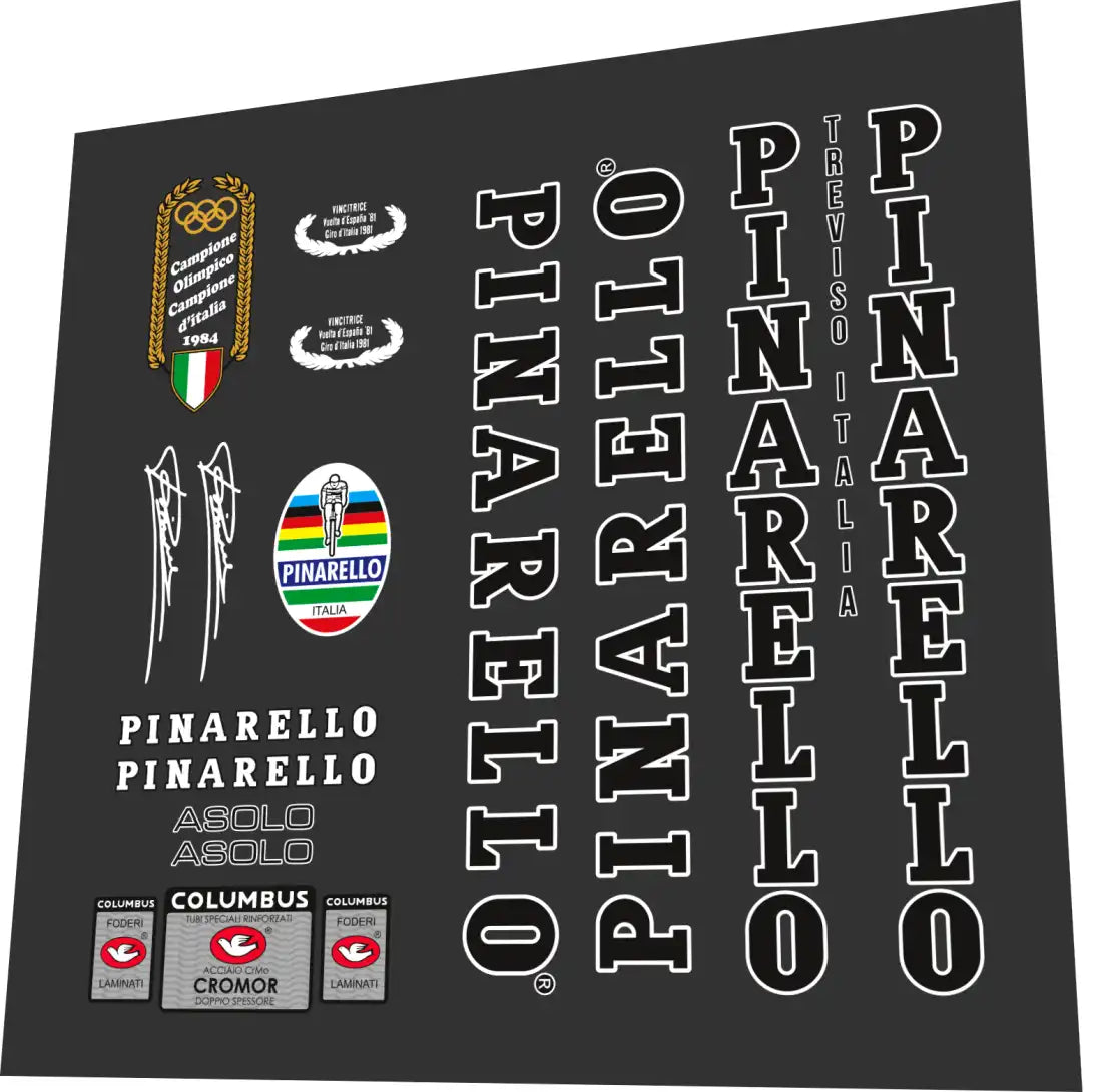 Pinarello Asolo Black/White With Cromor Frame Decal Set