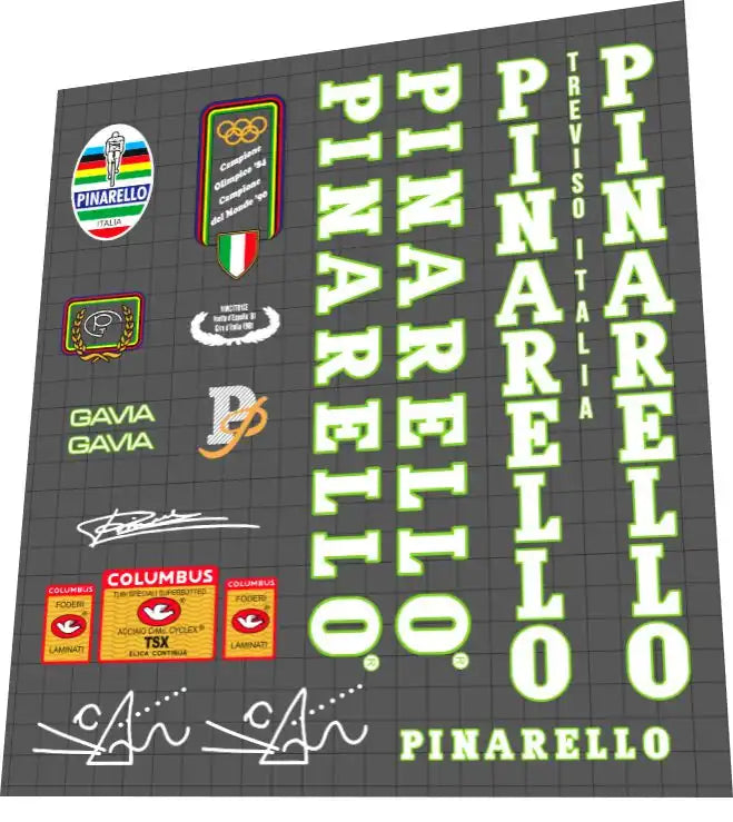 Pinarello Gavia TSX White/Green Frame Decal Set