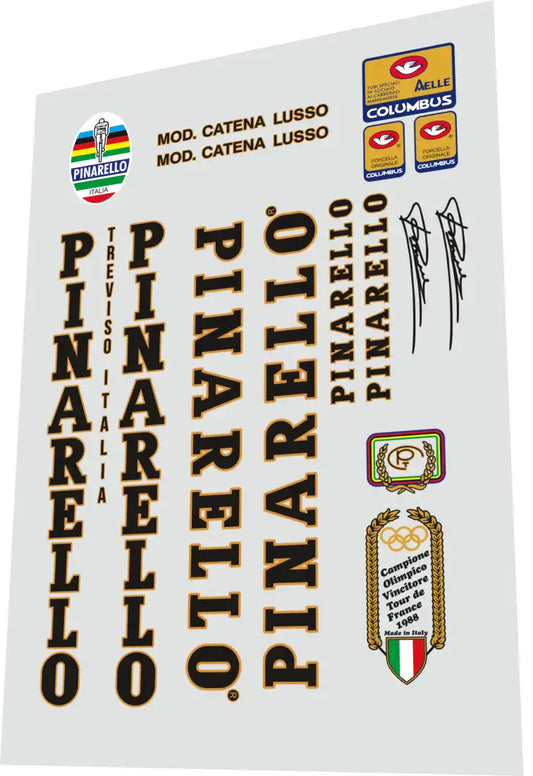 Pinarello Mod Catena Lusso Black/Gold Frame Decal Set