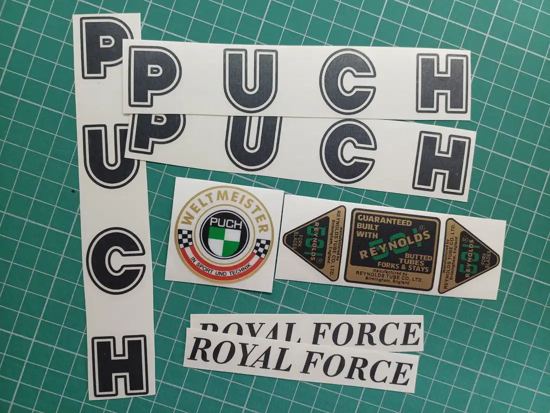 1976 Puch Royal Force Black Frame Decal Set