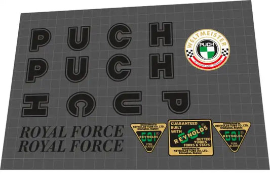 1976 Puch Royal Force Black Frame Decal Set