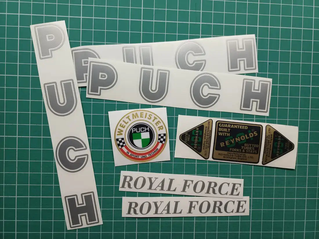 1976 Puch Royal Force Silver Frame Decal Set
