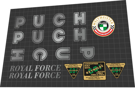 1976 Puch Royal Force Silver Frame Decal Set