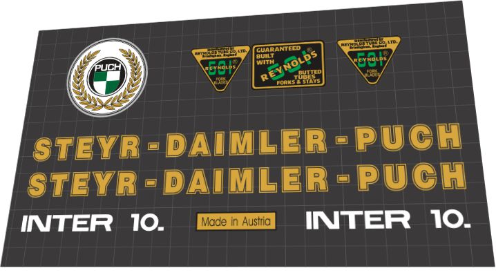 1977 Puch Steyr Daimler Inter 10 Frame Decal Set