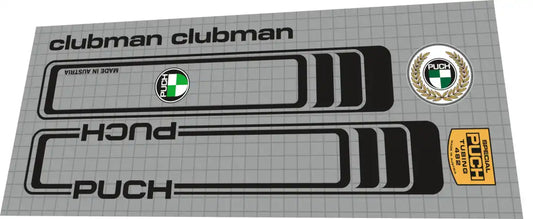 Puch Clubman Black Frame Decal Set - 1981