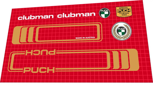 Puch Clubman Gold Frame Decal Set - 1981