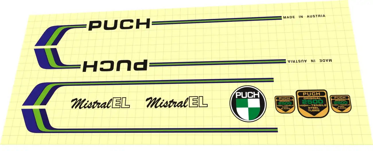 1981 Puch Mistral EL Frame Decal Set