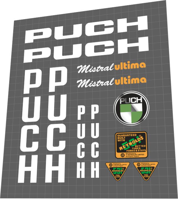 1982 Puch Mistral Ultima Frame Decal Set