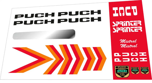 Puch Mistral Sprinter Frame Decal Set - 1986