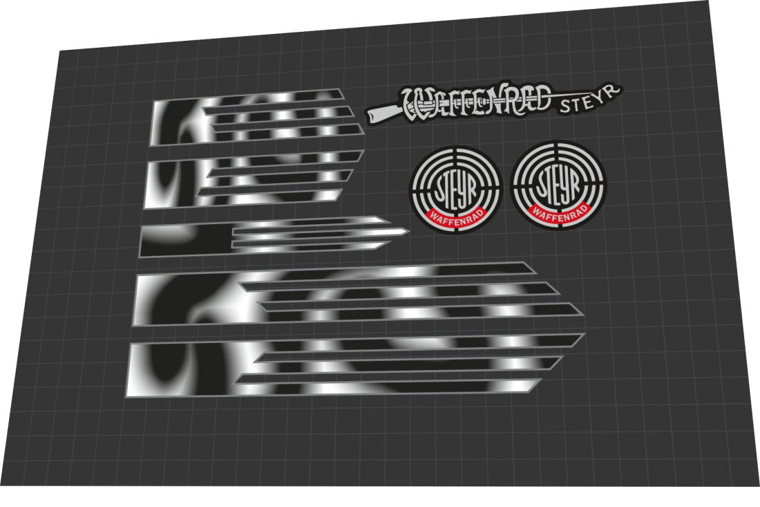 1986 Puch Steyr Waffenrad Frame Decal Set