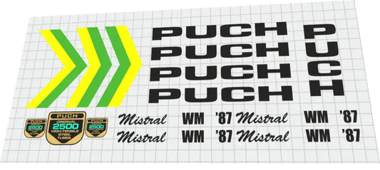 Puch Mistral WM 87 Black Frame Decal Set