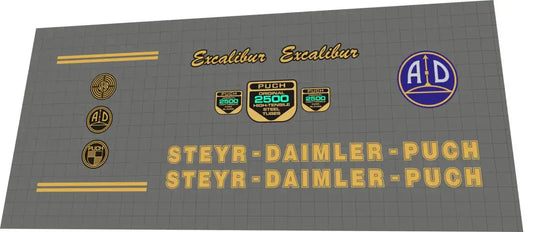 Puch Steyr Daimler Excalibur Gold Frame Decal Set