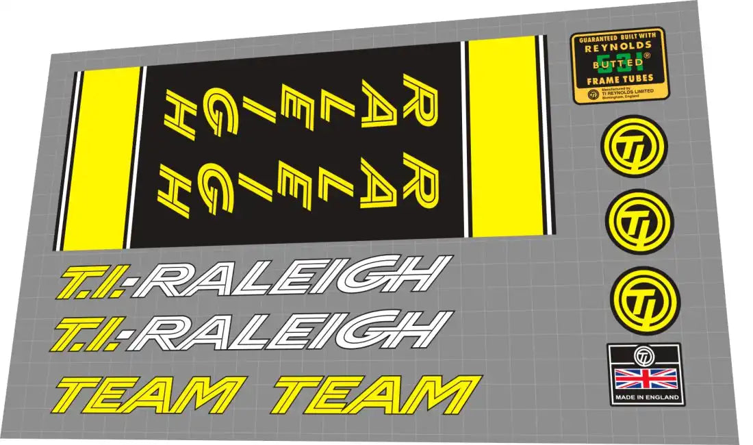 1978 Raleigh T.I.-Raleigh Team Frame Decal Set