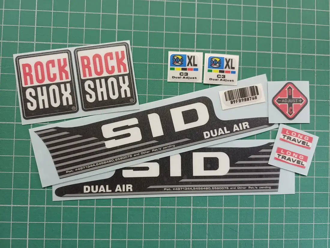 1999 Rock Shox SID XL Dual Air Black Fork Decal Set