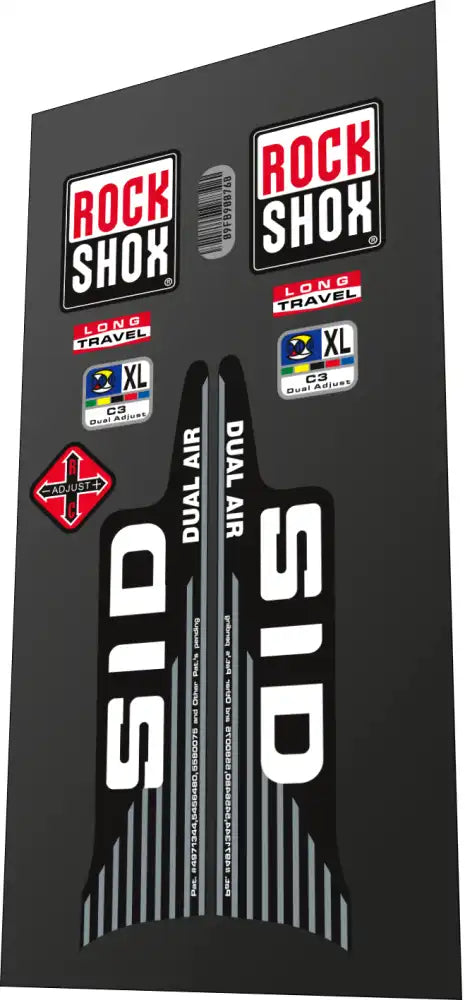 1999 Rock Shox SID XL Dual Air Black Fork Decal Set