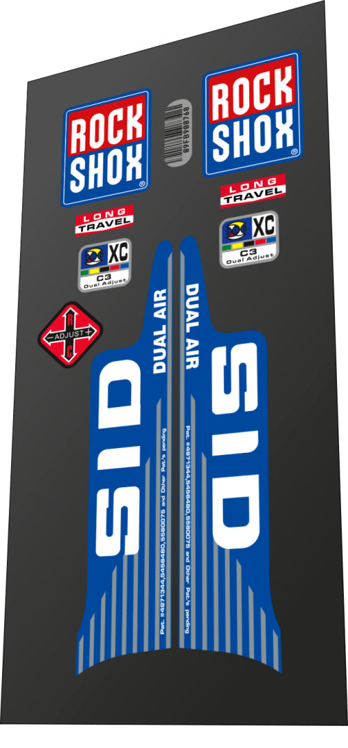 1999 Rock Shox SID XC Dual Air Blue Fork Decal Set