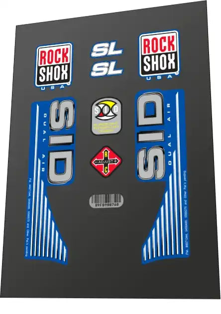 2002 Rock Shox Sid SL Dual Air Blue Fork Decal Set